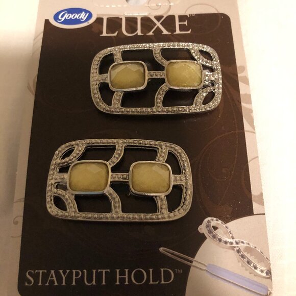 Goody Luxe Stayput Hold Fancy Barrettes, 2 Piece Set X 3 - Picture 3 of 4